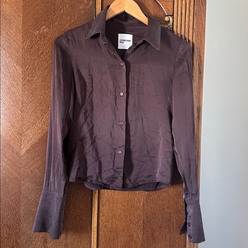Orseund Iris 100% Silk Button Down Brown XS